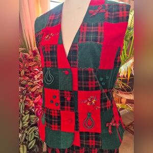 Vintage‎ Susan Bristol Plaid Vest - Size Large